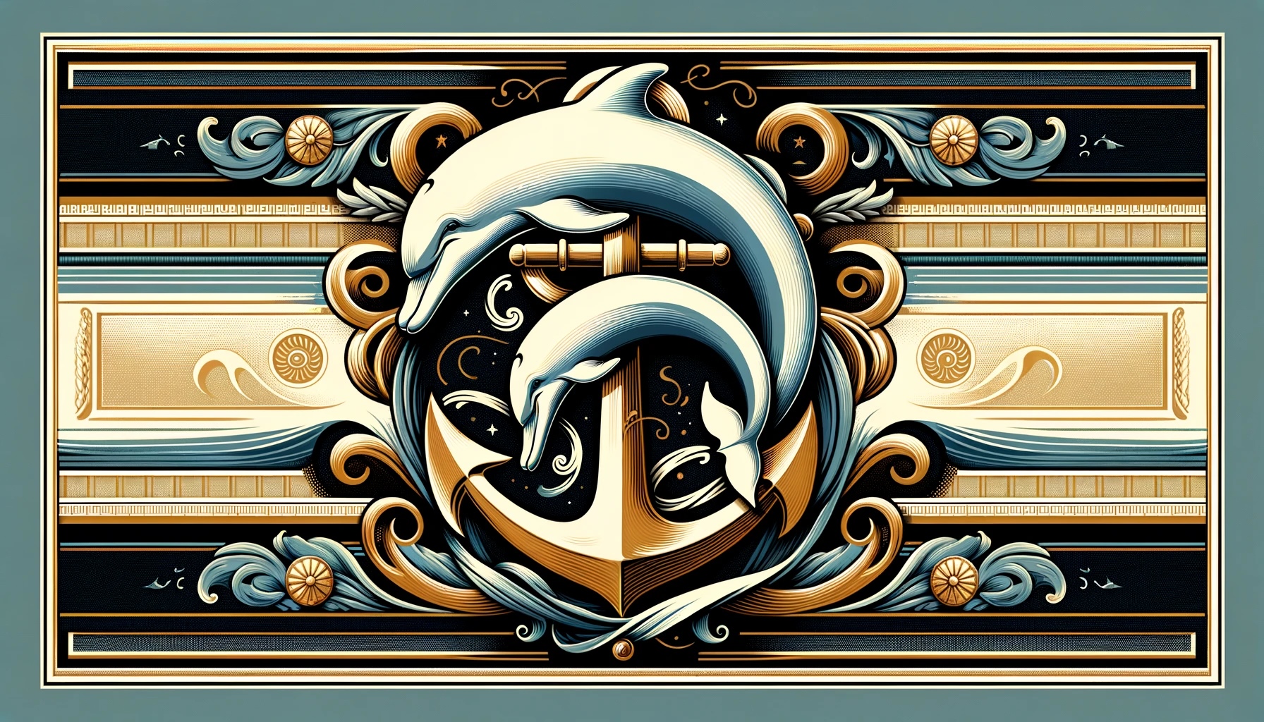 dolphin wrapped around an anchor, symbolizing the balance of speed and stability