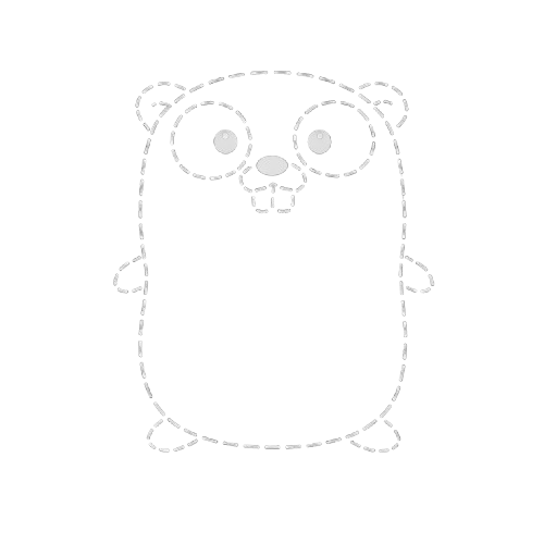 The dashed outline of the Go mascot, a blue gopher, representing interfaces in Go